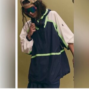 FP Movement Navy and White Windbreaker with Neon Green Accents